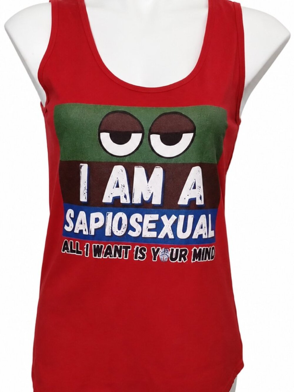 Medium womens red cotton tank top. Funny Sapiosexual Graphic Tee. Narcissists